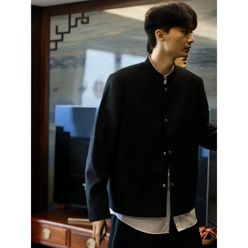 New Chinese-Style Men's Clothing for Engagement, High-End, Cool and Handsome Tang Suit Jacket, Casual Loose-Fitting Suit Suitable for Everyday Wear New Chinese-Style Men's Clothing for Engagement, High-End, Cool and Handsome Tang Suit Jacket, Casual Loose-Fitting Suit Suitable for Everyday Wear