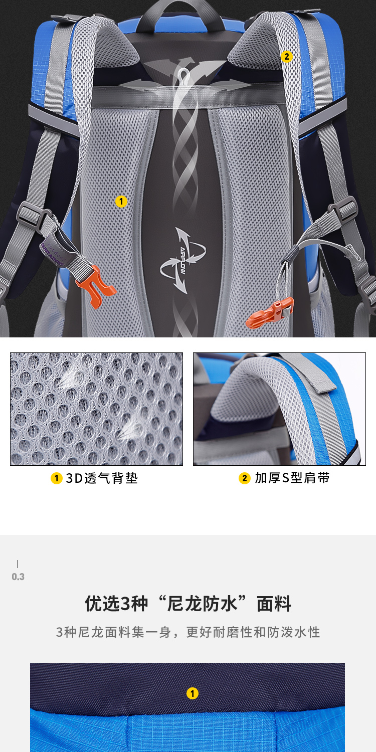 Ma Đinhtu ba lô ngoài trời 40l túi leo núi nữ siêu nhẹ đi bộ đường dài giải trí dung lượng lớn ba lô nhẹ balo regods