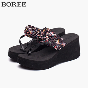 宝人2021夏季新款网红坡跟厚底人字拖