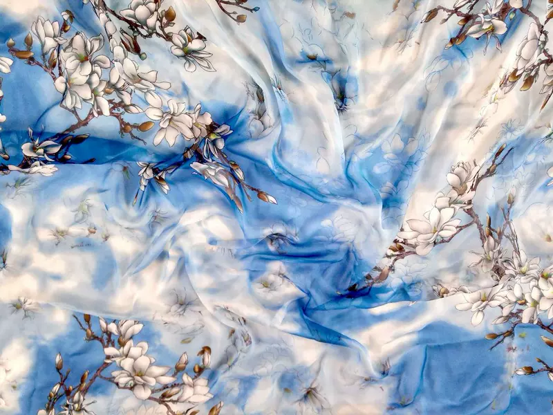 Cao cấp in phun dâu tằm lụa voan lụa vải lụa Hiroshima Magnolia bãi biển váy khăn vải lụa giảm giá khăn lụa bán - Vải vải tự làm