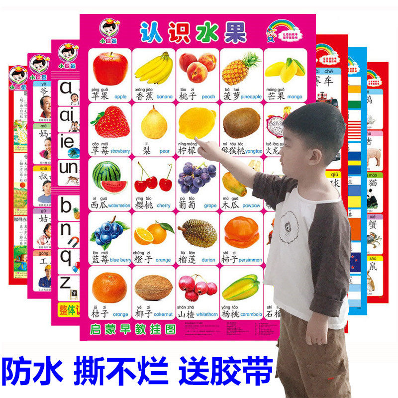 Baby Silent Wall Chart Baby Boy Silent Early Education Literacy awareness Phonetic Alphabet Cousin Wall Sticker Early Childhood Enlightenment Toys-Taobao