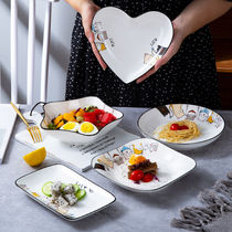 Cute ceramic dishes Dish Trays Creativity Cutlery Dishes Cartoon Dishes Home Dish Mesh Red Nordic Fruit Tray