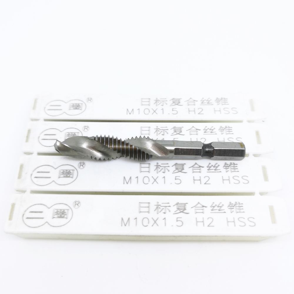 Electric drill with integrated forming composite screw tap drilling hole chamfered M3M4M5M6M8M10 hexagonal angular coarse handle plated titanium