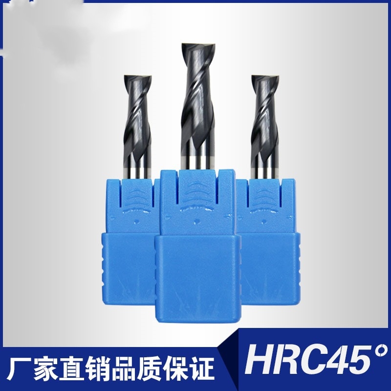 HRC45 degree tungsten steel two-edged 2-edged aluminium with cemented carbide black coating 4d5d6d8d10d12d14 vertical milling cutter