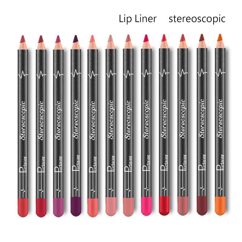 Bút chì kẻ môi Lip chính hãng không thấm nước miễn phí bài mới bắt đầu 12 bộ son môi không làm mất màu dưỡng ẩm kéo dài môi cắn chì kẻ môi