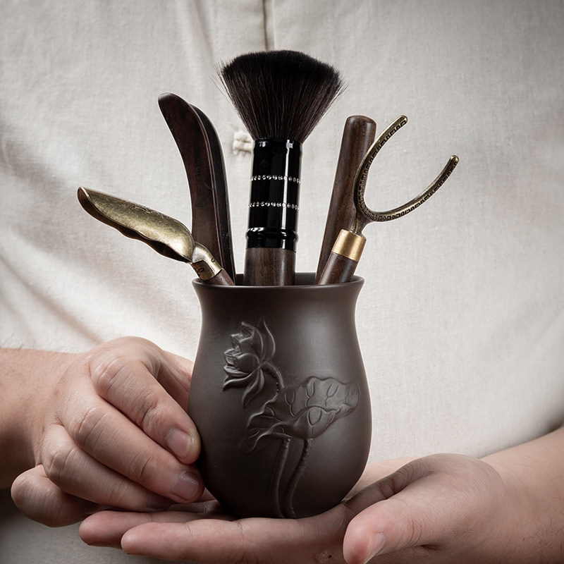 Kung Fu Tea Set Accessories Daquan Tea Ceremony 6 Gentlemen Six-piece Set Six Gentlemen Copper Tea Clip Brush Tea Tool Set