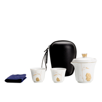 Ceramic one pot two or two cups fast guest Cup portable storage travel bag kung fu tea set simple easy tea cup