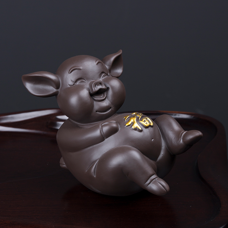 Purple sand tea pet furnishing articles creative tea fad pig lucky blessing pig tea sets and kung fu tea accessories