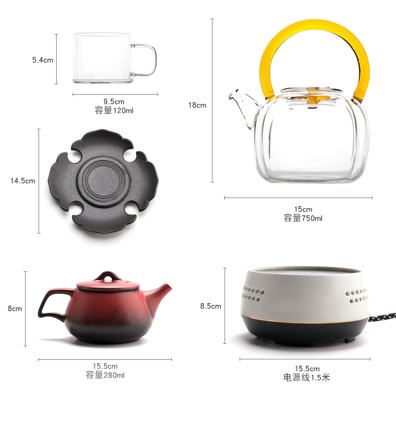 Household boiling tea ware suit titian glass teapot tea stove steam boiling pot of a complete set of electrical TaoLu kung fu tea set