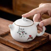 Ru kiln teapot ceramic tea set small teapot home kung fu tea set Black Tea Teapot open piece Ru porcelain Xi Shi single pot