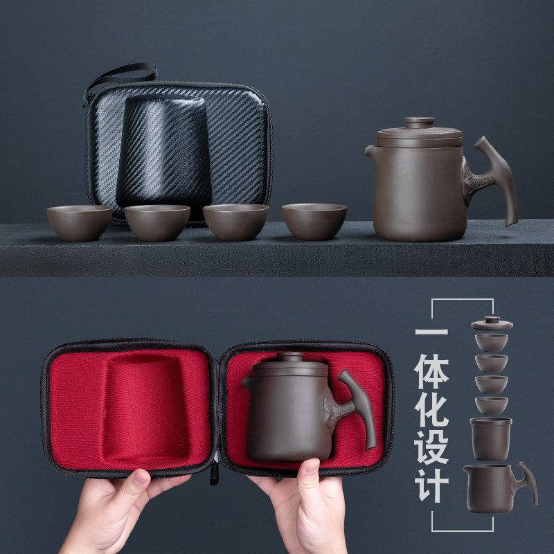 Purple Sand Express Guest Cup Tea Set of Tea Set Bubble One Pot Two Two Cups Kung Fu Portable Outdoor collection Travel Custom logo