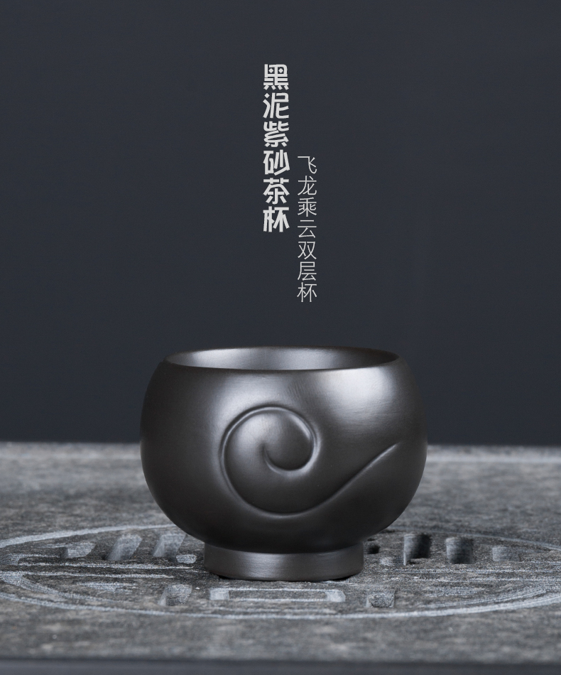 Chiang kai - shek violet arenaceous kung fu tea set to cup double cup hot tea accessories prevention single cup tea bowl