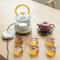 Household tea maker set Titian teapot glass cooking tea stove steam cooking teapot whole set of kung fu tea set electric pottery stove