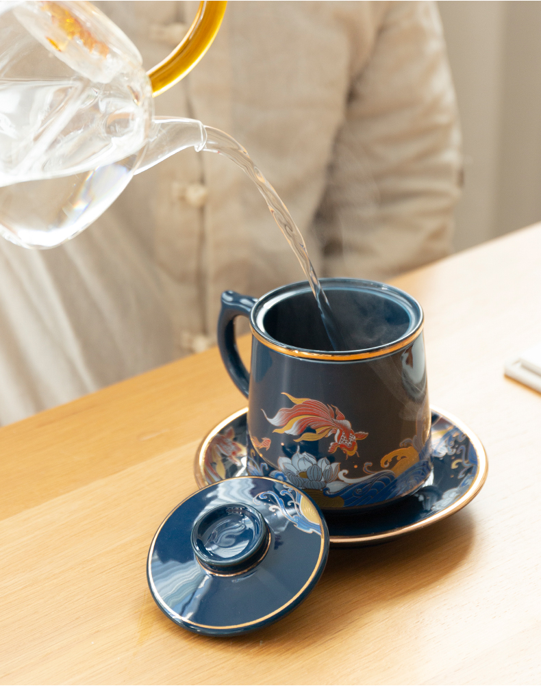 Ceramics with a lid filters make tea keller cup office household kung fu tea cup custom logo