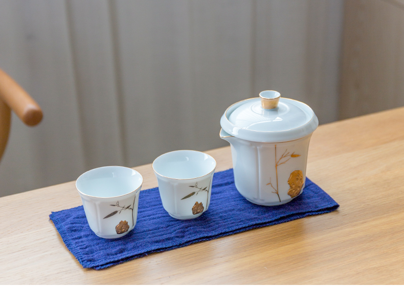 Two ceramic pot 2 crack portable receive bag kung fu tea set contracted and easy to make tea cup