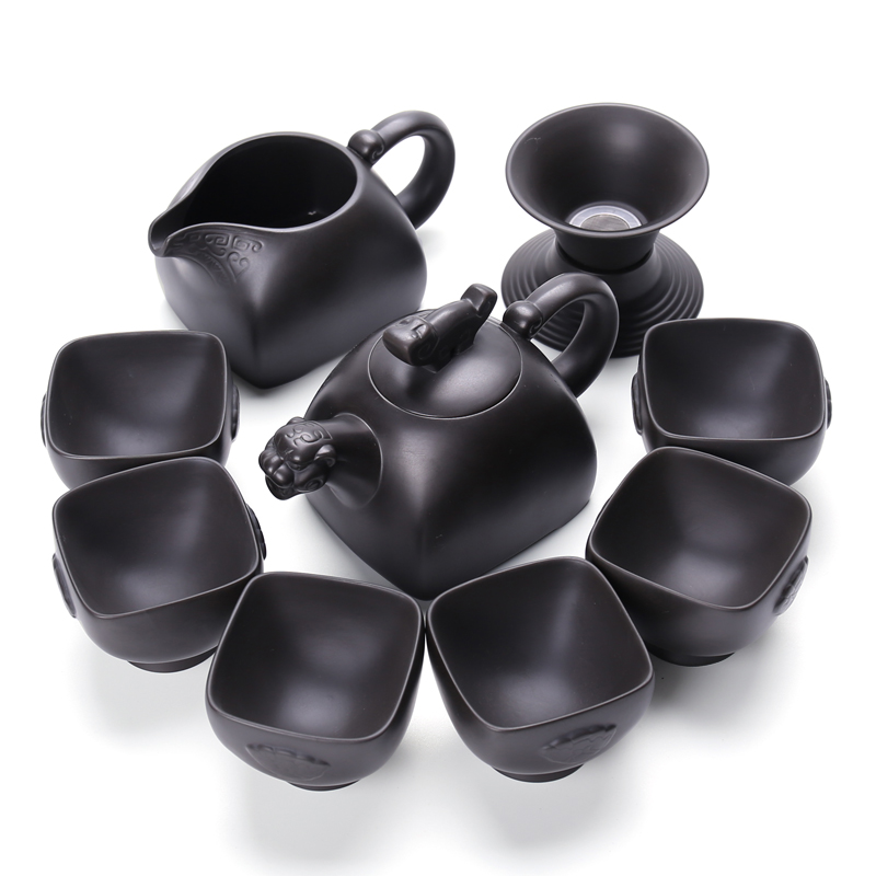 Chiang kai - shek violet arenaceous kung fu tea set a complete set of black mud tea tea set household fair teapot cup of tea