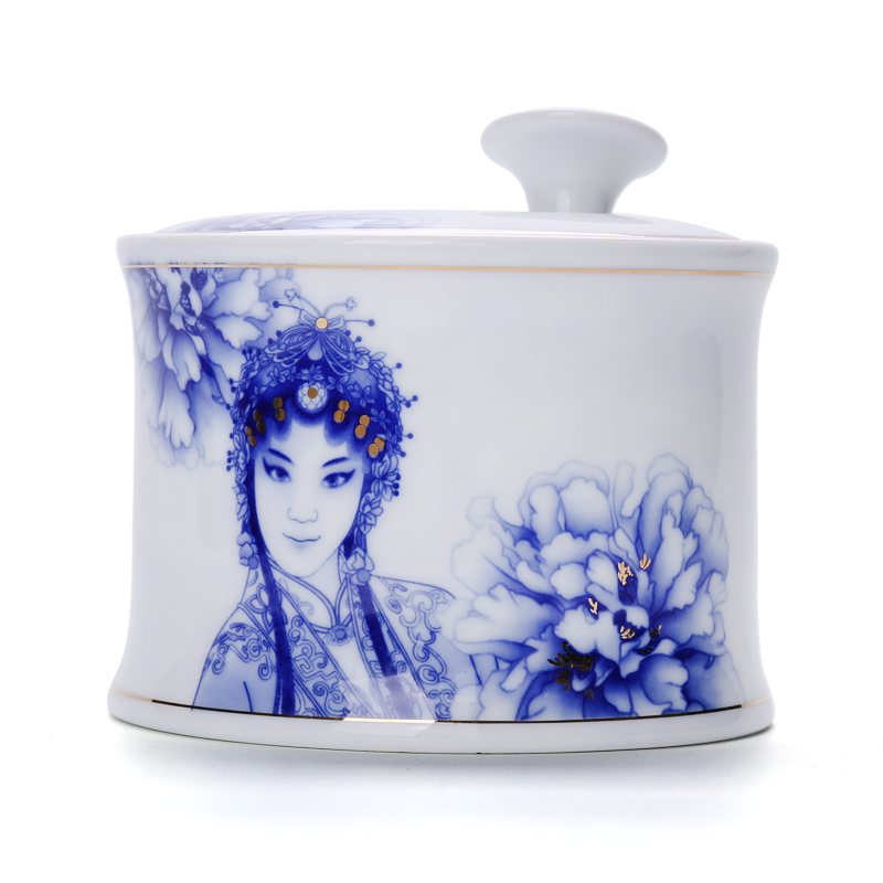 Chiang kai - shek seal pot of blue and white porcelain ceramic kung fu tea set with parts caddy fixings tea box travel warehouse storage pu - erh tea pot