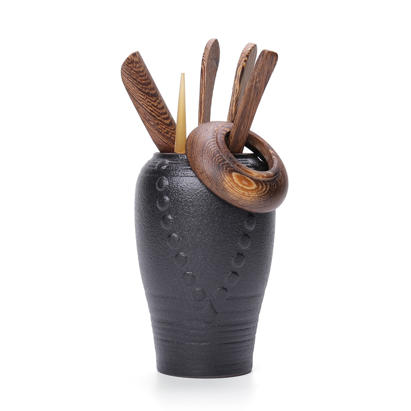 Chiang kai - shek home six gentleman kung fu tea tea sets accessories ebony wood, ceramic zero of a complete set of combination