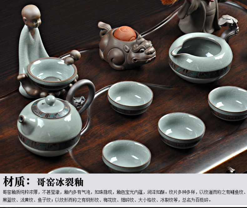 Chiang kai - shek household violet arenaceous kung fu tea set ebony the original solid wood tea tray tea taking of a complete set of xi shi pot of elder brother up