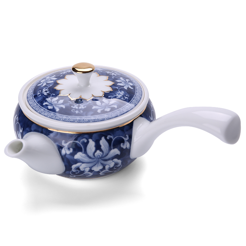 The days see colour blue and white porcelain ceramic teapot kung fu tea side to make tea pot of household single pot of Japanese tea taking