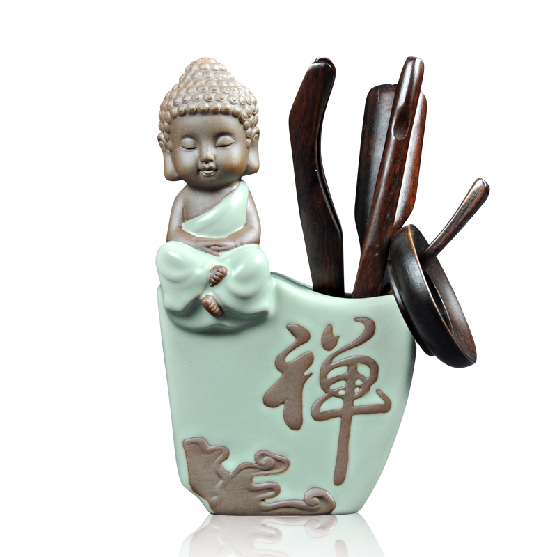 Chung cheng kung fu tea tea six gentleman your up ceramic ebony wings wood parts ChaZhen teaspoon of household