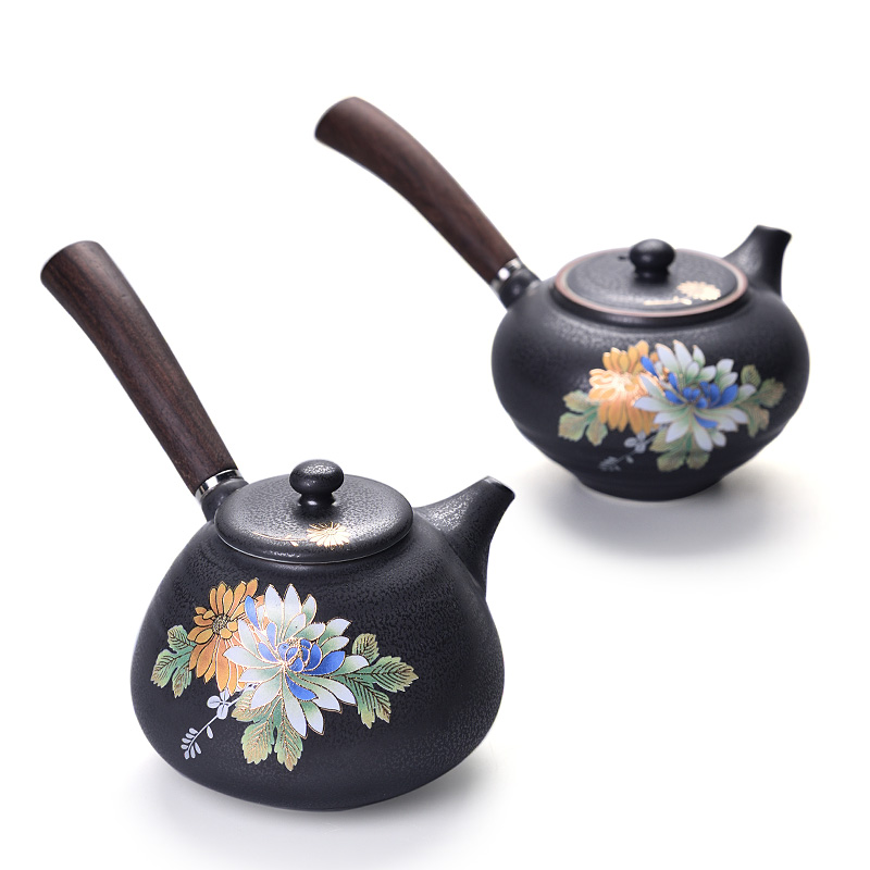 Chiang kai - shek ceramic kung fu tea set with wooden handle, side spend pot of Japanese variable on the teapot tea, single pot of filtering
