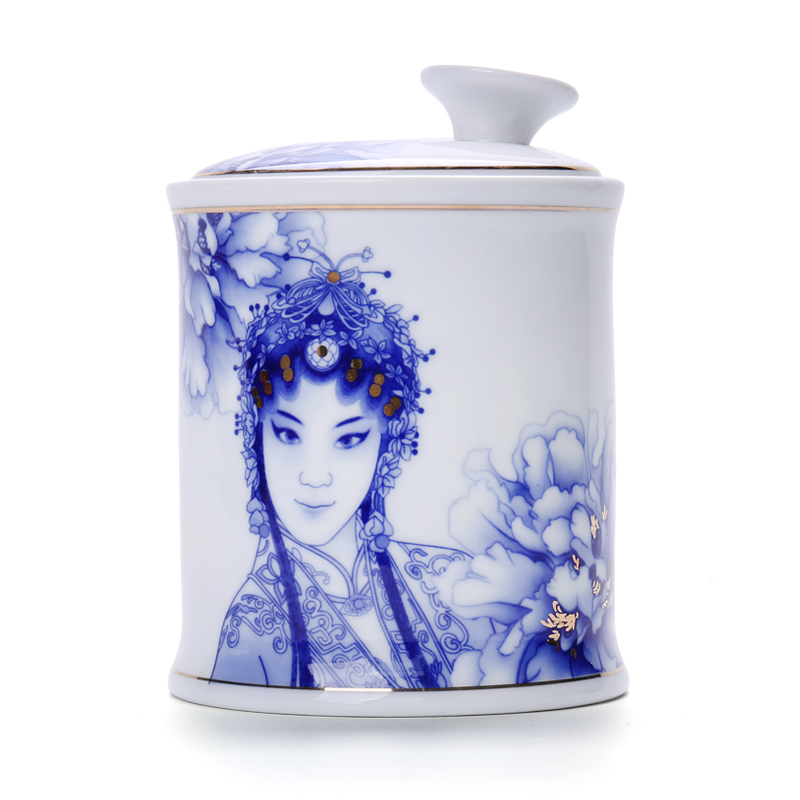 Chiang kai - shek seal pot of blue and white porcelain ceramic kung fu tea set with parts caddy fixings tea box travel warehouse storage pu - erh tea pot