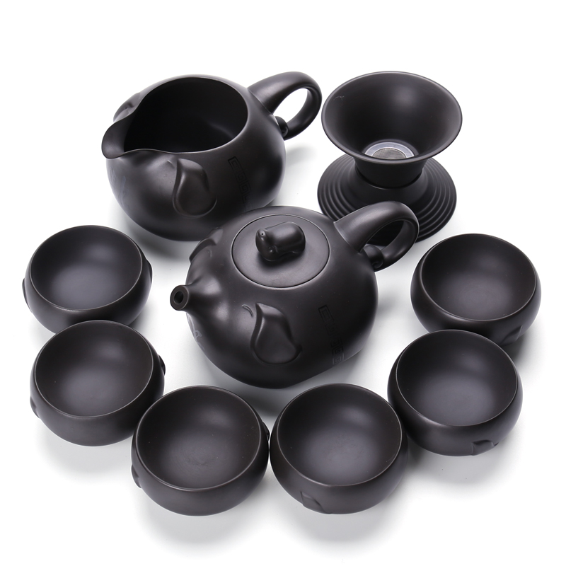 Chiang kai - shek violet arenaceous kung fu tea set a complete set of black mud tea tea set household fair teapot cup of tea