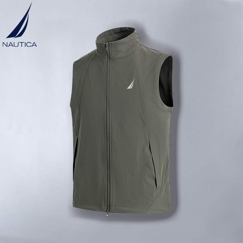 Nautica Spring and Summer Stand-Up Collar Vest for Men and Women, Zipper Lightweight Thin Vest, Outdoor Sports and Leisure Vest
