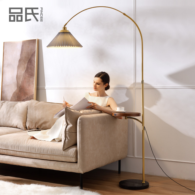Nordic retro modern minimalist 100 plexigled charging fishing floor lamp ins wind living room bedroom light lavish upright table light