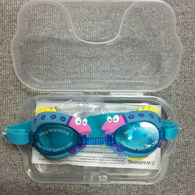 European and American single male and female children's child high-definition swimming goggles waterproof and anti-fog cute cartoon clown fish send earplugs 0-10 years old