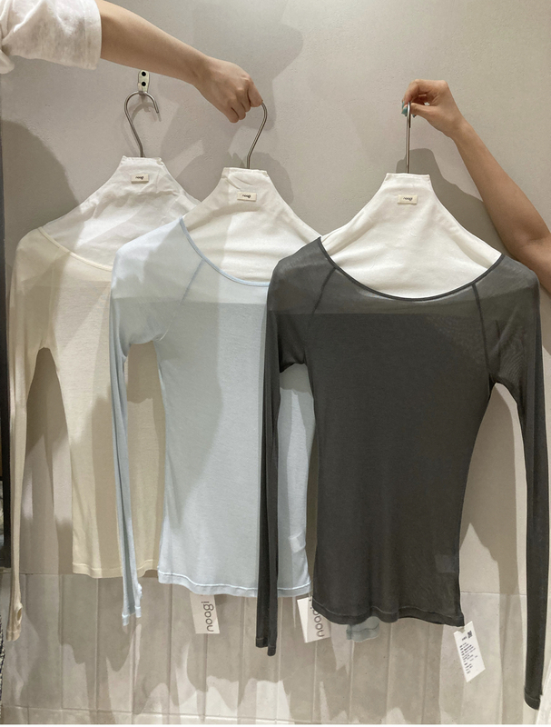 Authentic [Noagi] Best-Selling Thin and Sheer Knit Versatile Long-Sleeve T-Shirt for Layering