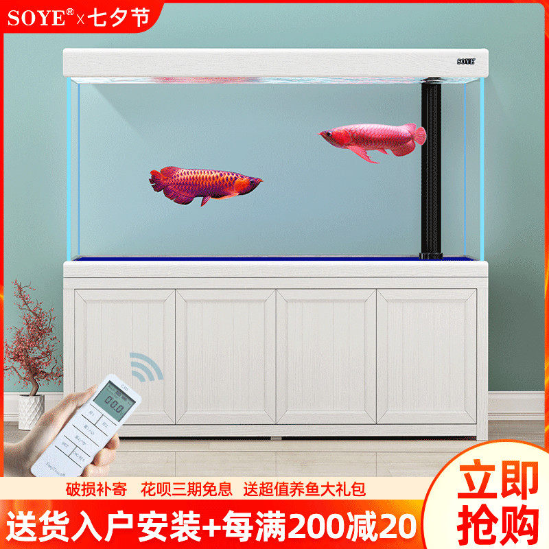 Ultra-white fish tank aquarium High-end living room large entrance intelligent water-free partition floor-to-ceiling filter Arowana screen