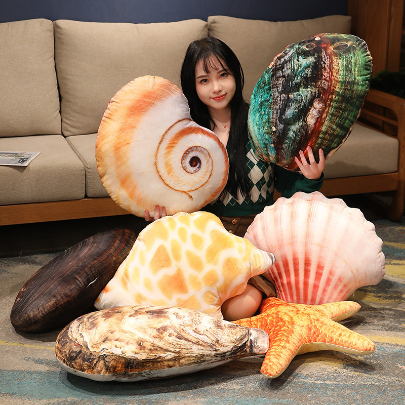 Cartoon Simulated Shell Pillow Doll Plush Toy Starfish Abalone Doll Sleeping Pillow Doll Birthday Gift