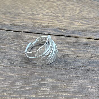 Yunshang clothing 925 silver open couple double feather ring for men and women