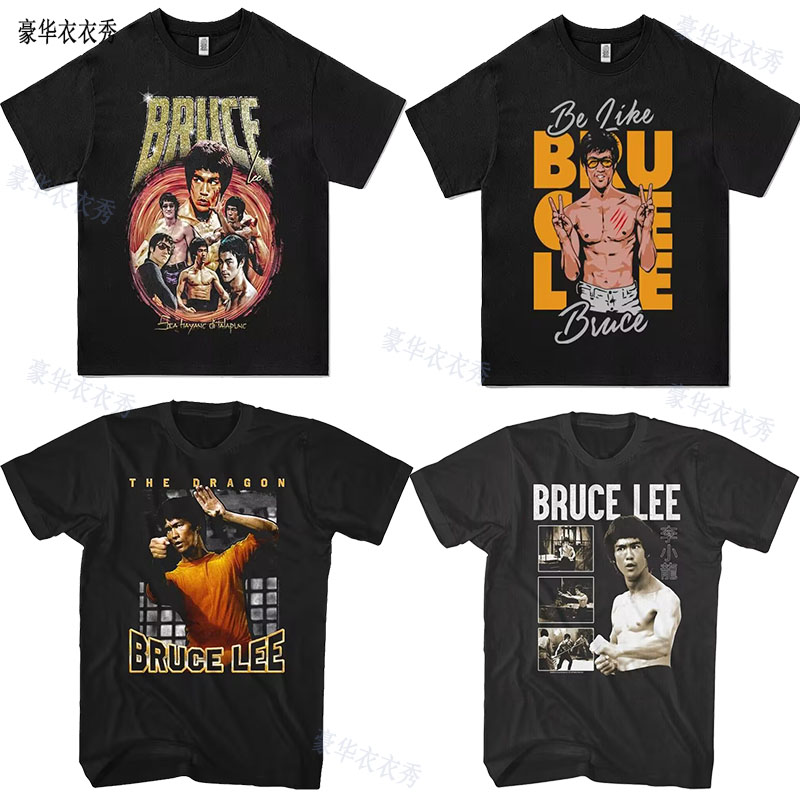 ブルース・リー カンフー ブルース・リー カンフー ジークンドー ボクシング フィットネス アメリカンコットン 半袖 ルーズTシャツ
