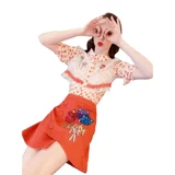 Летний комплект, яркий броский стиль, в западном стиле, по фигуре