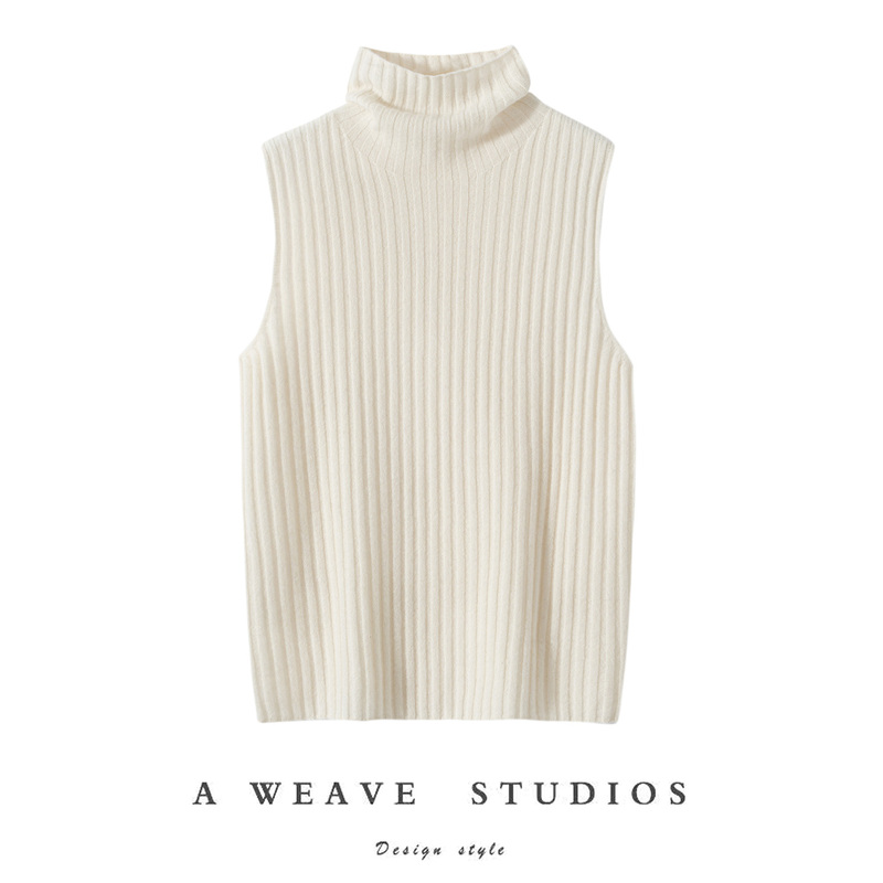 The Upper Body Looks Great! High-Neck 100% Cashmere Vest for Women, Slim-Fit Pullover, Cashmere Base Layer Sweater The Upper Body Looks Great! High-Neck 100% Cashmere Vest for Women, Slim-Fit Pullover, Cashmere Base Layer Sweater