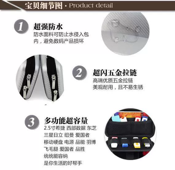 gói điện 2,5 inch di động đĩa cứng chống sốc chống thấm nước bảo vệ lá chắn đôi U-U gói lưu trữ phụ kiện kỹ thuật số - Lưu trữ cho sản phẩm kỹ thuật số