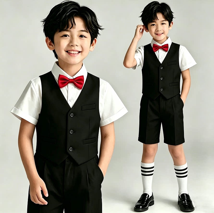 儿童礼服套装西服花童背带裤幼儿园合唱拍照表演服朗诵钢琴演出服 — 12