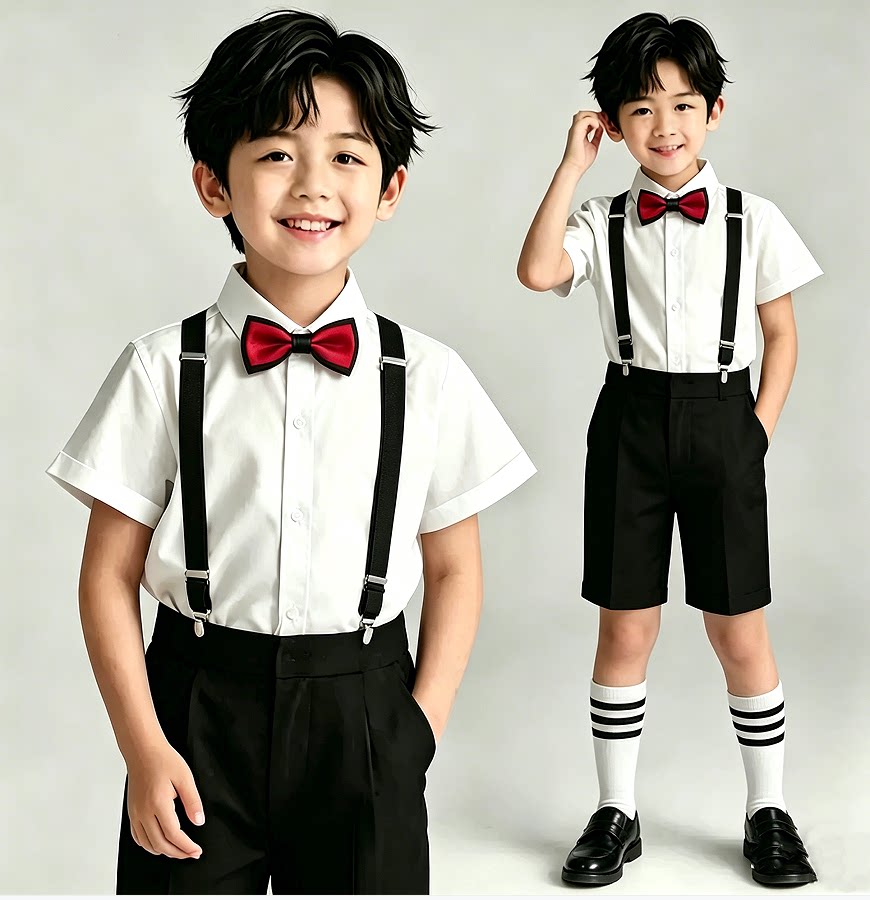 儿童礼服套装西服花童背带裤幼儿园合唱拍照表演服朗诵钢琴演出服 — 6
