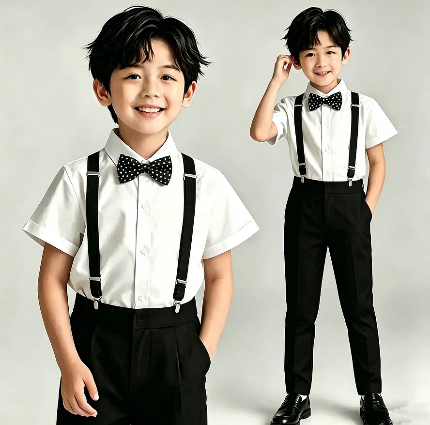 儿童礼服套装西服花童背带裤幼儿园合唱拍照表演服朗诵钢琴演出服 — 7