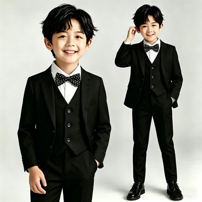 Children's Formal Suit Set, Flower Boy Suspenders, Kindergarten Choir Photo Shoot Performance Outfit, Recitation and Piano Performance Outfit — 3