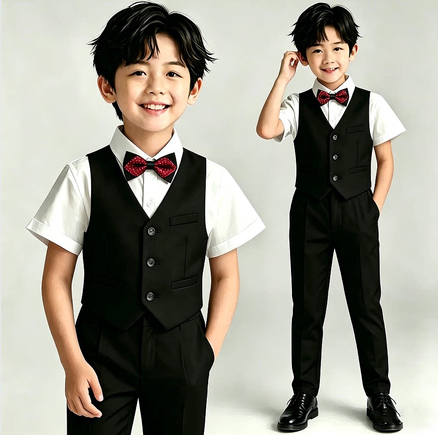 儿童礼服套装西服花童背带裤幼儿园合唱拍照表演服朗诵钢琴演出服 — 15