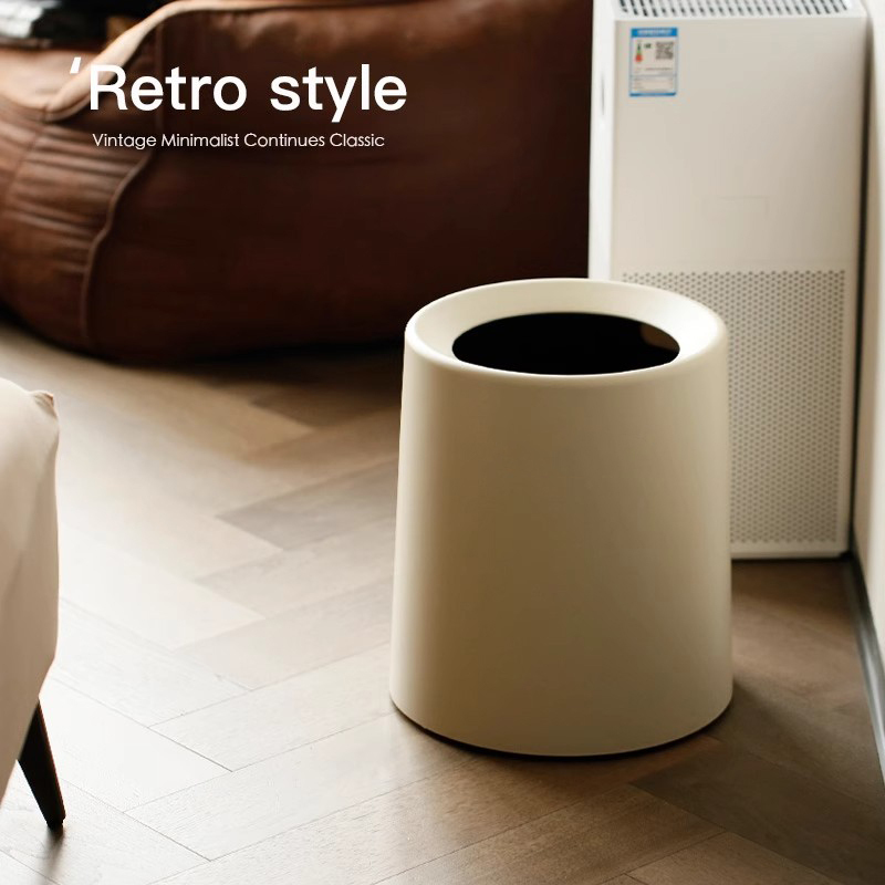 Living Room Trash Can for Home Use, Light Luxury, High Aesthetic Value, Large Capacity, Cream Style for Bedroom, Kitchen, Bathroom, Paper Basket, Storage Bin