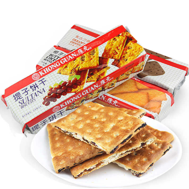 Casual snack Kang Yuan Biscuit 200g*3 pack combination of coconut cream chocolate cracker cookies