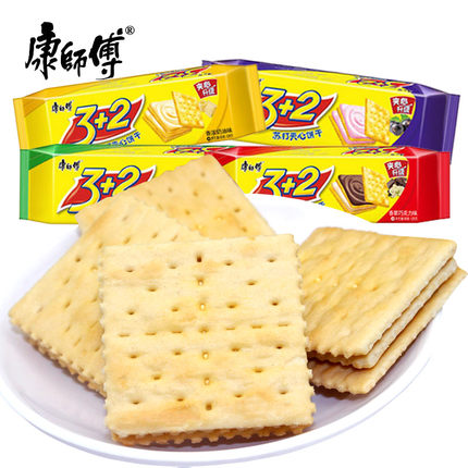 Master Kang 3 2 Soda sandwich cookie 125gx8 pack cream sweet comb breakfast cake snack tea