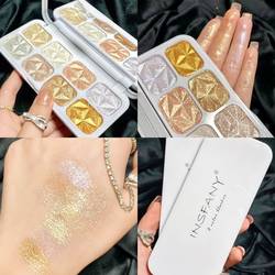 ຜະລິດຕະພັນໃໝ່ INSFANY 8-color diamond highlighter disc pearlescent 3-dimensional skin color makeup to brighten Internet Celebrity Douyin eyeshadow makeup