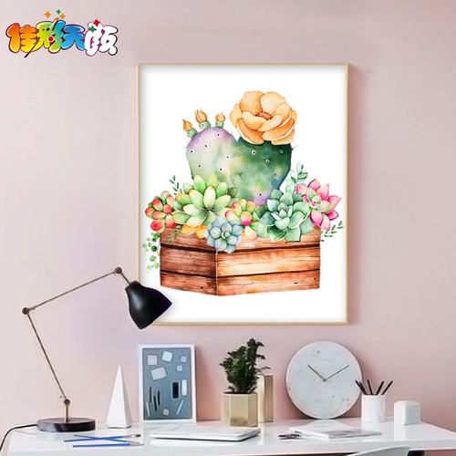 Jiacai tianyan цифровой масла DIY DIY наполнение милой растение цветочная рука -сочная гостиная, простая украшение, висящая живопись