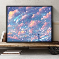 Jiacai tianyan diy цифровой масляной живопись гостиная ландшафтная цветочная фигура аниме заполняет цвет ручной краски